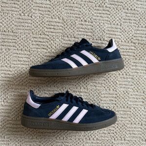 Adidas Dark Blue and Light Pink Samba Sneakers
